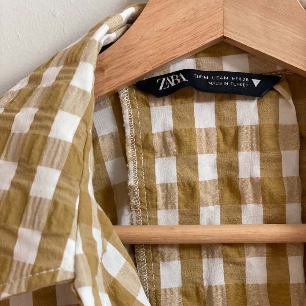 Zara Gingham Cropped Shirt /Jacket button front - Picture 3 of 4